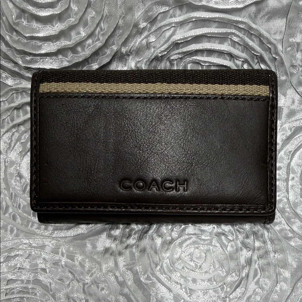 Coach Dark Brown Leather 6 Key Case